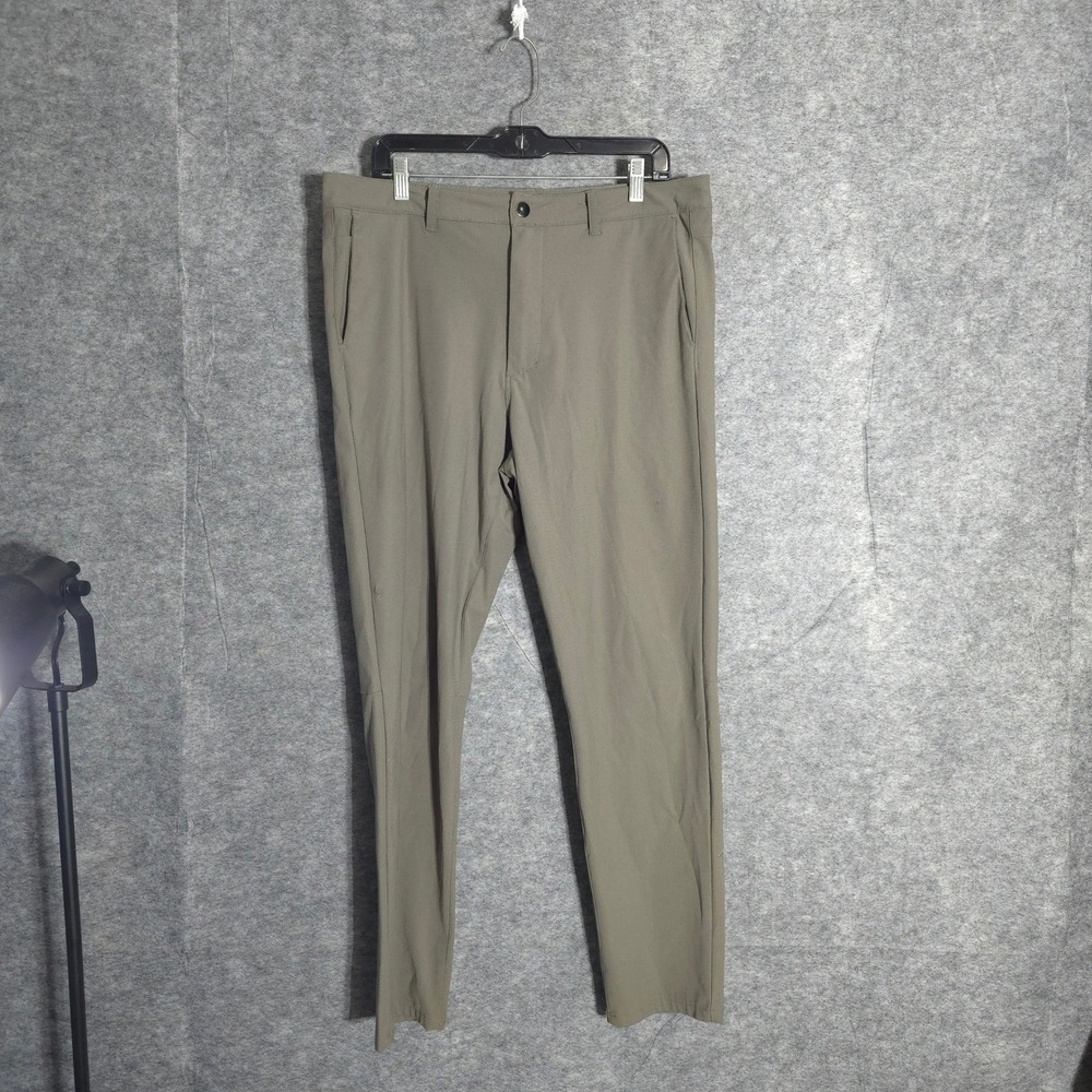 Cuts AO Slim Fit Pants Mens 34x32 Olive Green Technical Chino Trousers L1085
